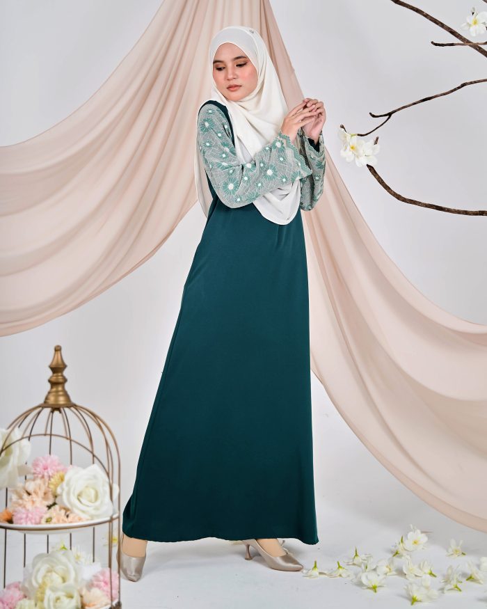 Abaya Lace Suhana - Pine Green