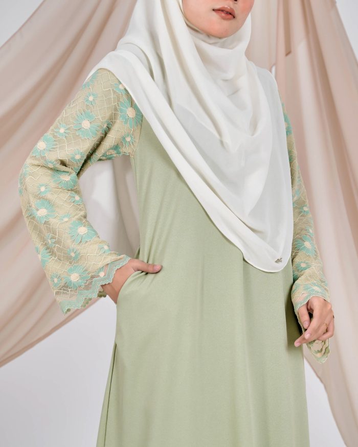 Abaya Lace Suhana - Pistachio Green - Image 7