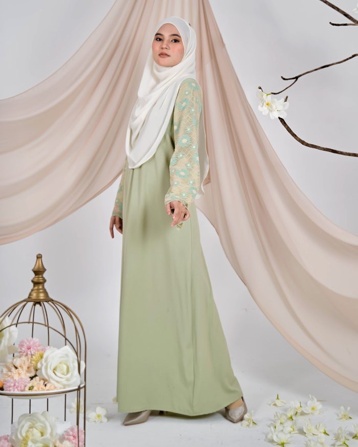 Abaya Lace Suhana - Pistachio Green