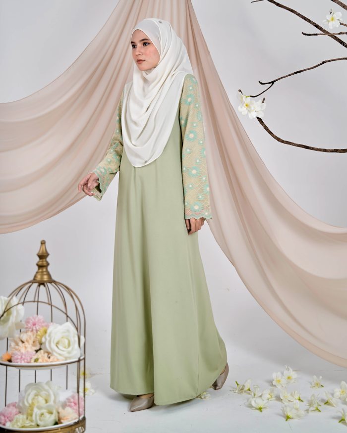 Abaya Lace Suhana - Pistachio Green - Image 3