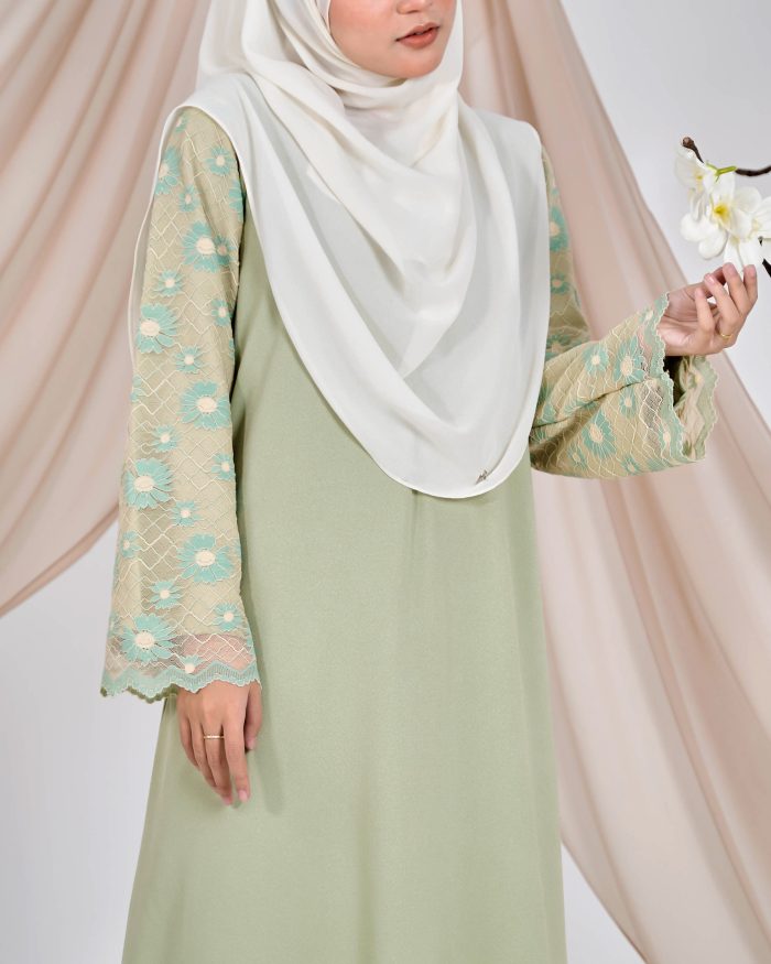 Abaya Lace Suhana - Pistachio Green - Image 6