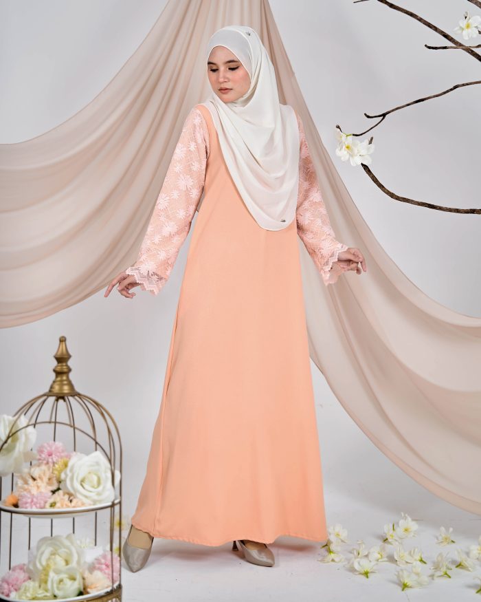 Abaya Lace Suhana - Salmon Blush - Image 3