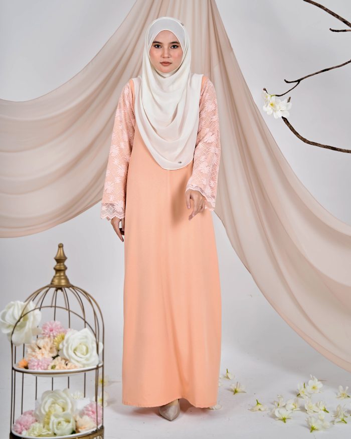 Abaya Lace Suhana - Salmon Blush