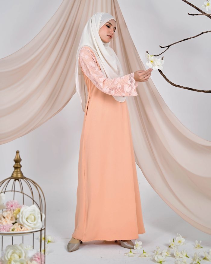 Abaya Lace Suhana - Salmon Blush - Image 2