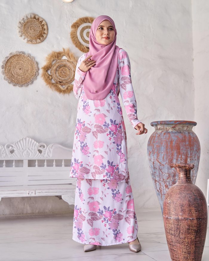 Baju Kurung Pahang Laura Printed 9.0 - Alcae Peony