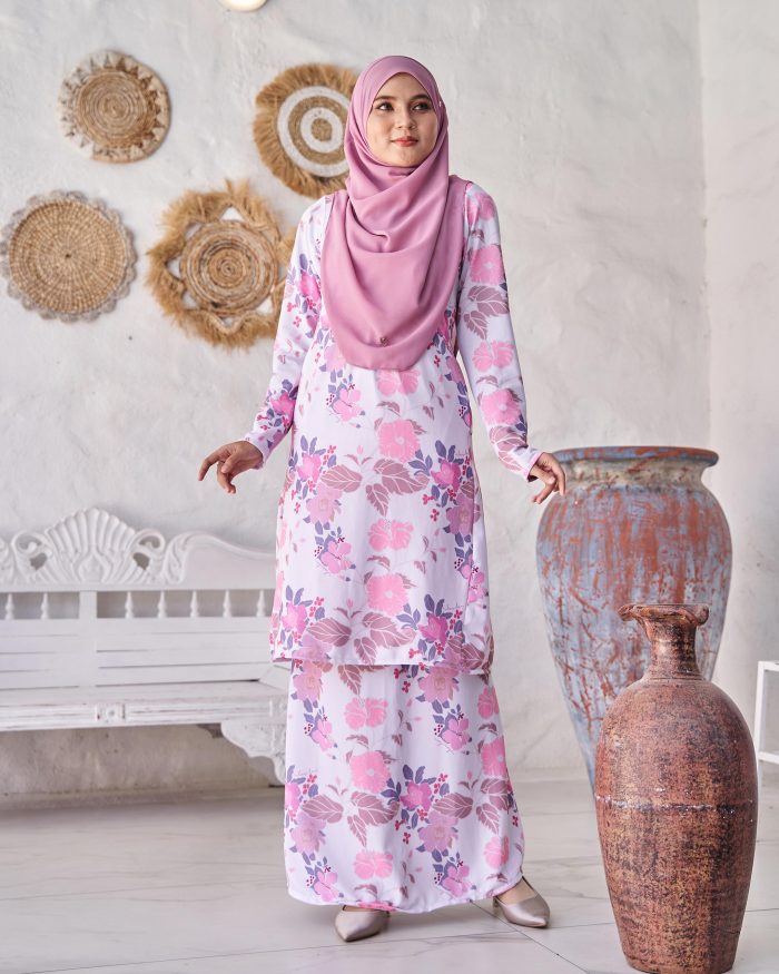 Baju Kurung Pahang Laura Printed 9.0 - Alcae Peony - Image 2