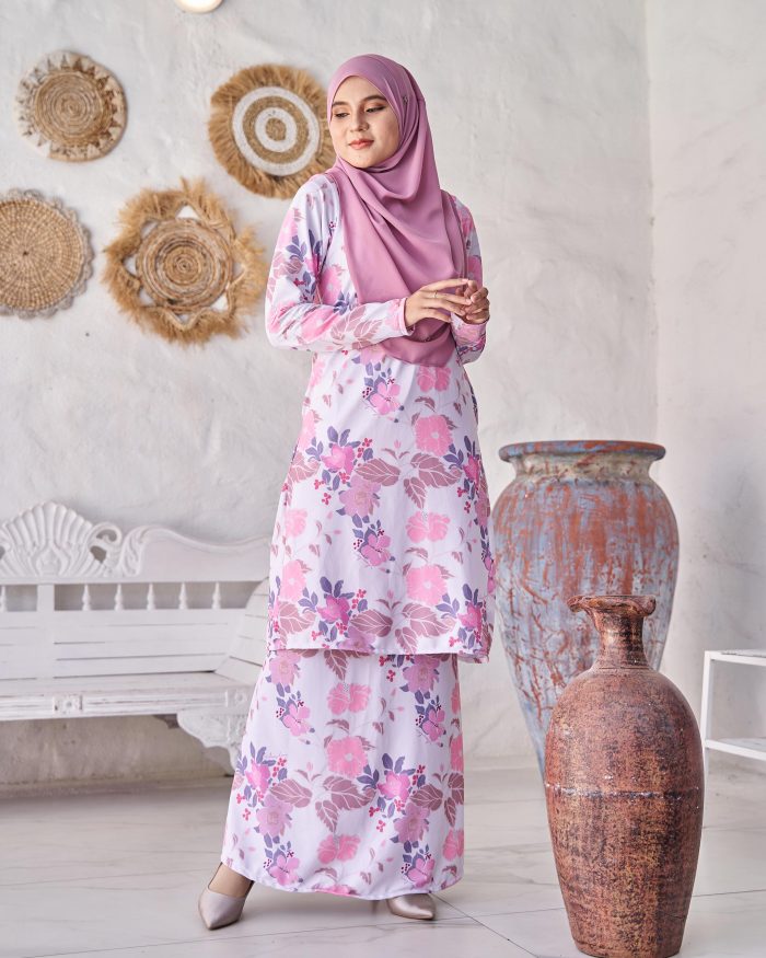 Baju Kurung Pahang Laura Printed 9.0 - Alcae Peony - Image 3