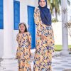 Baju Kurung Pahang Laura Printed Kids 9.0 - Canary Tulips - Image 4