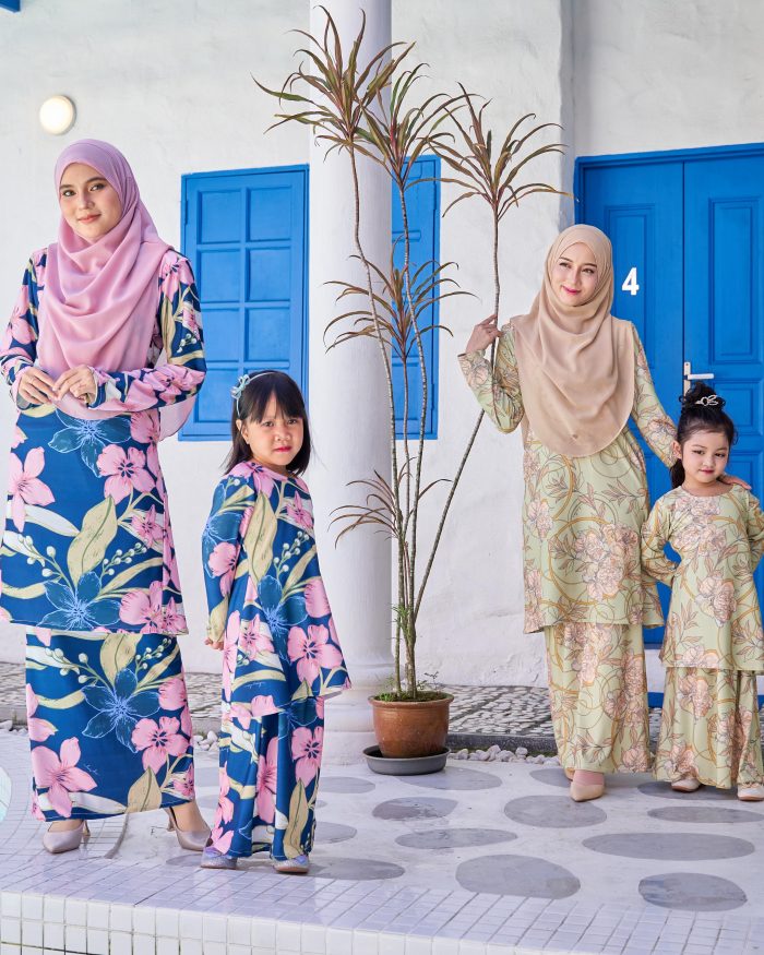 Baju Kurung Pahang Laura Printed Kids 9.0 - Midnight Marigold - Image 5