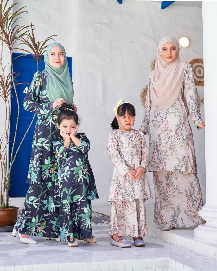 Baju Kurung Pahang Laura Printed Kids 9.0 - Puff Orchid - Image 5