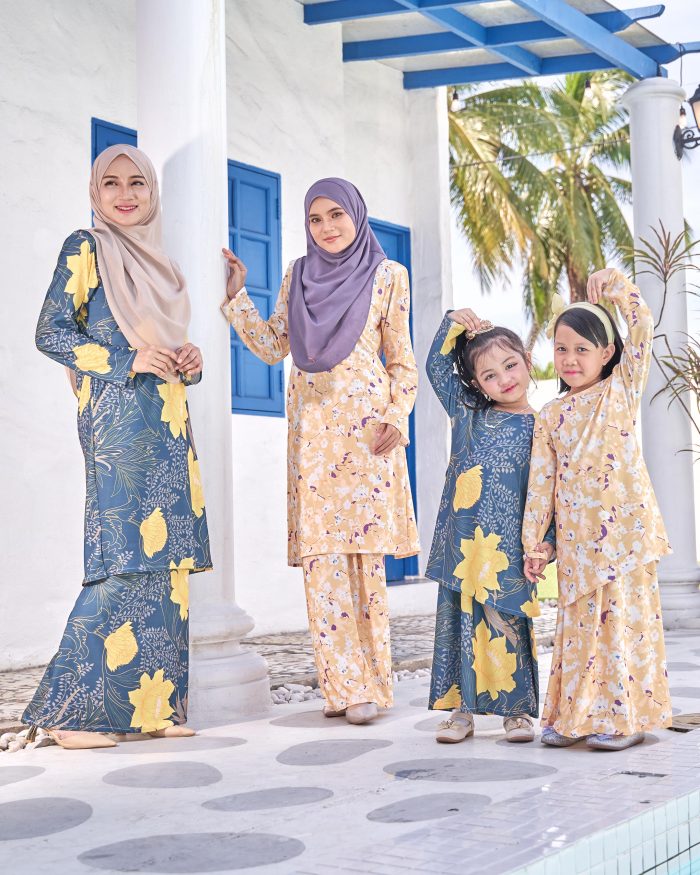 Baju Kurung Pahang Laura Printed Kids 9.0 - Jungle Hibiscus - Image 5