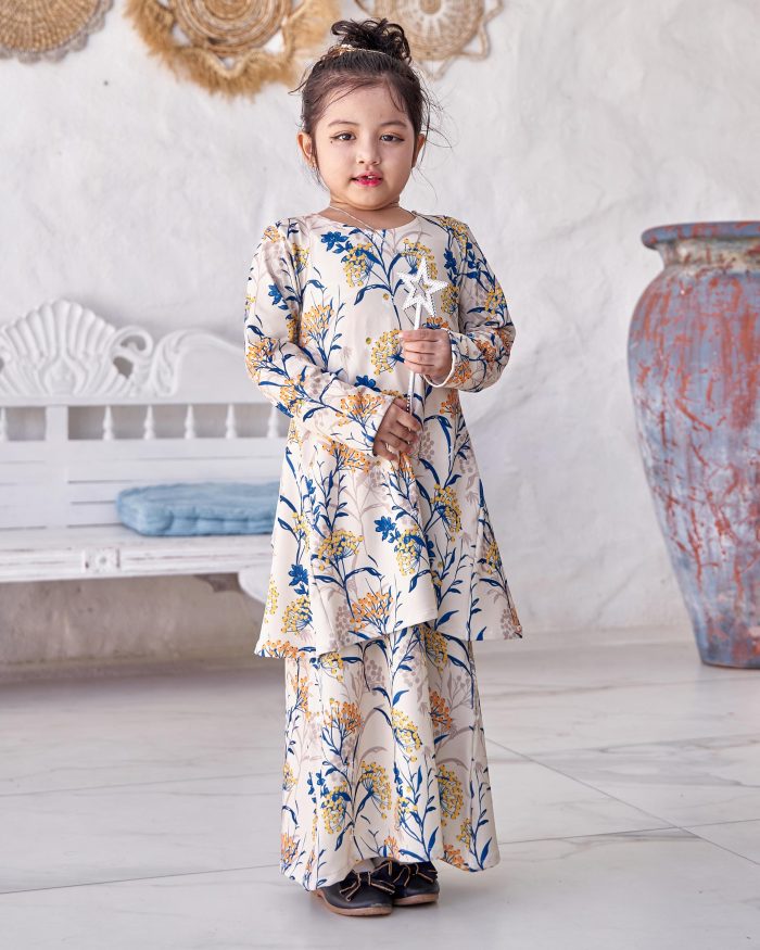 Baju Kurung Pahang Laura Printed Kids 9.0 - Mellow Annes - Image 2