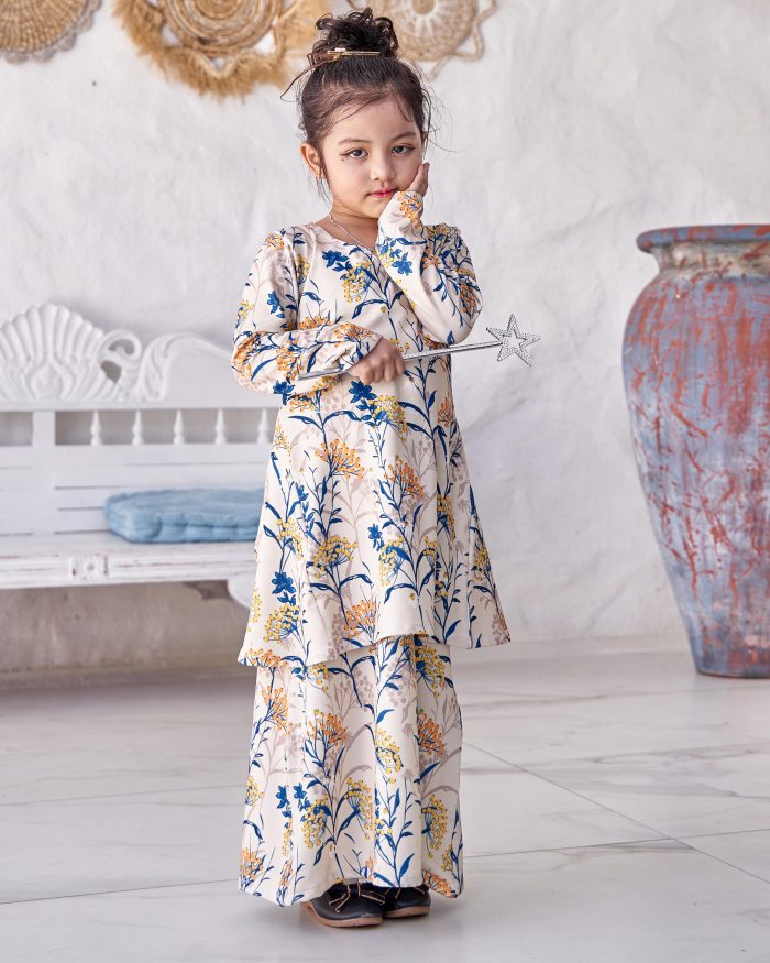 Baju Kurung Pahang Laura Printed Kids 9.0 - Mellow Annes