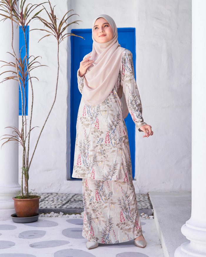 Baju Kurung Pahang Laura Printed 9.0 - Moss Laurel