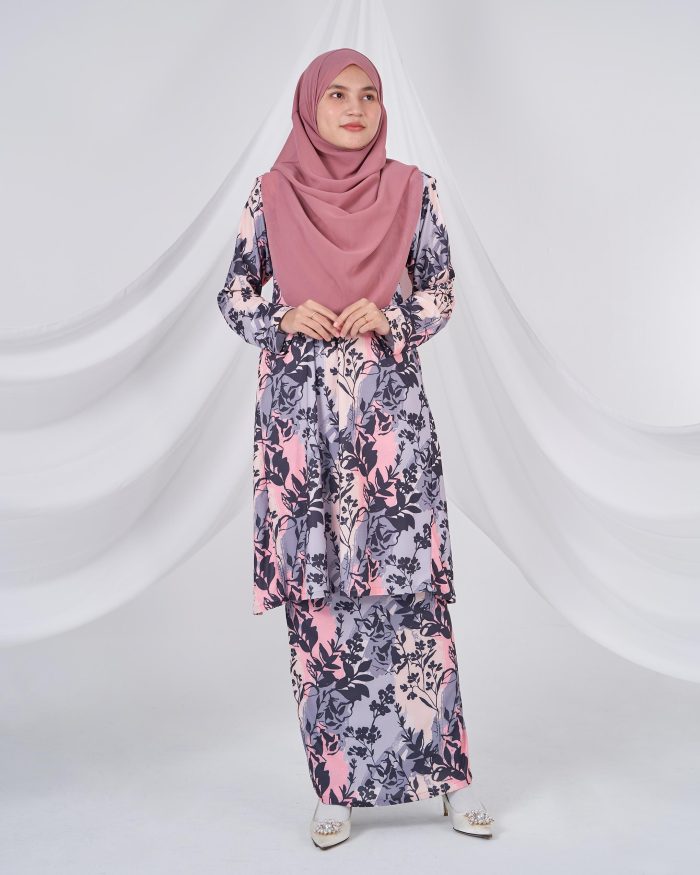 Baju Kurung Pahang Laura Printed Kids 9.0 - Painted Panicle - Image 2