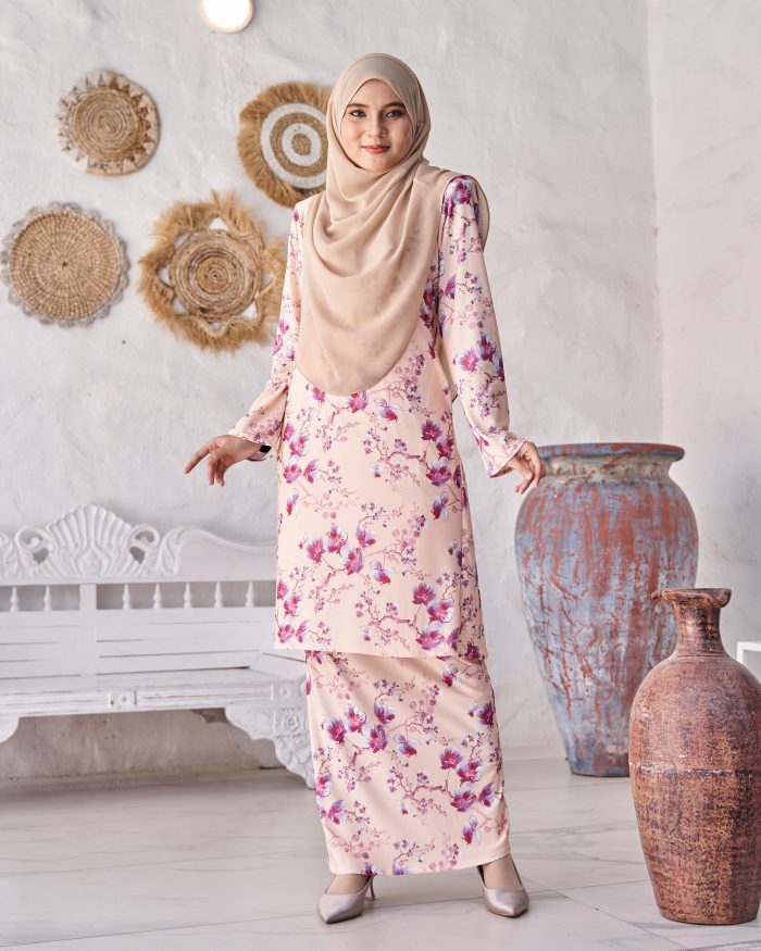 Baju Kurung Pahang Laura Printed 9.0 - Puff Orchid