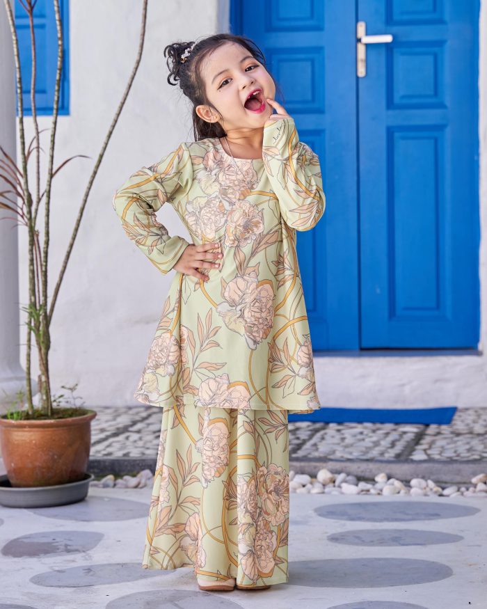 Baju Kurung Pahang Laura Printed Kids 9.0 - Royal Dahlia