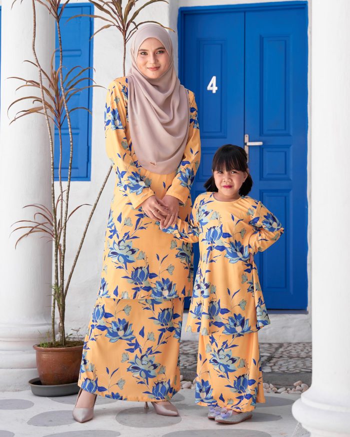 Baju Kurung Pahang Laura Printed Kids 9.0 - Sacred Tuscan