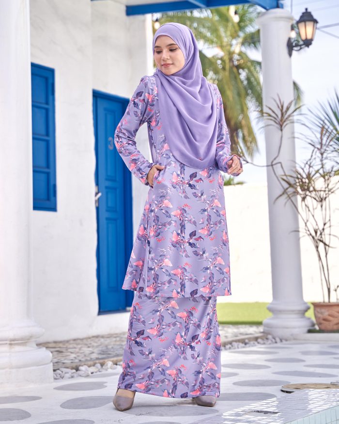 Baju Kurung Pahang Laura Printed 9.0 - Violet Paradise