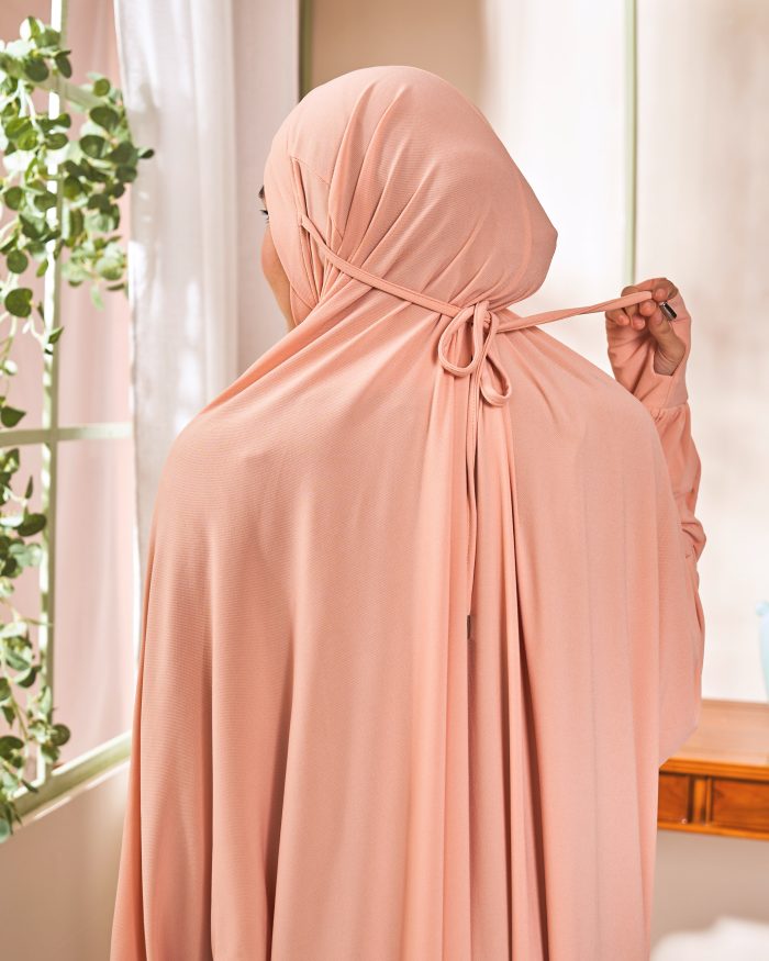 Telekung Lateefah - Apricot Peach - Image 3