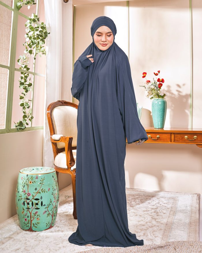 Telekung Lateefah 2.0 - Steel Grey - Image 3