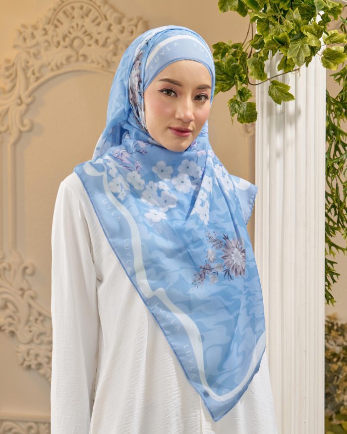 Tudung Bawal Cotton Voile Cendana - Blue Poppy