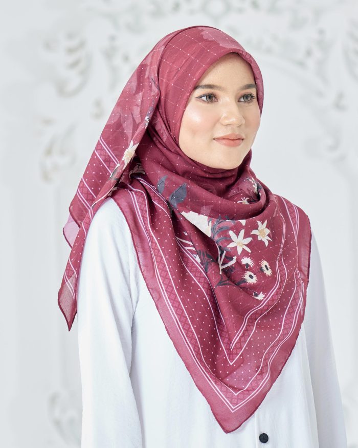 Tudung Bawal Cotton Voile Dahlia - Babylon Red