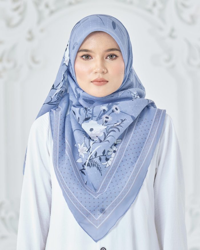 Tudung Bawal Cotton Voile Dahlia - Dahlinova Blue - Image 2