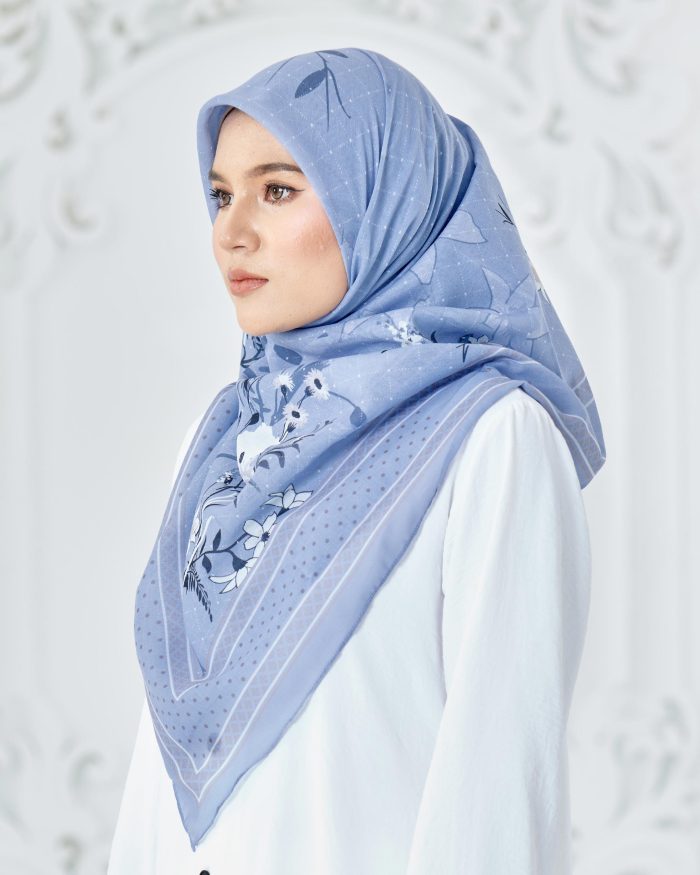 Tudung Bawal Cotton Voile Dahlia - Dahlinova Blue - Image 3