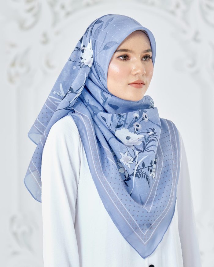 Tudung Bawal Cotton Voile Dahlia - Dahlinova Blue