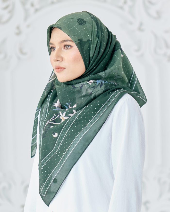 Tudung Bawal Cotton Voile Dahlia - Grassy Mignon - Image 3