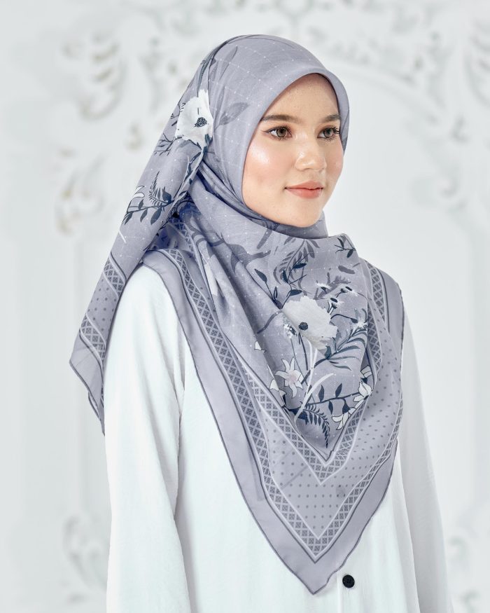 Tudung Bawal Cotton Voile Dahlia - Space Grey