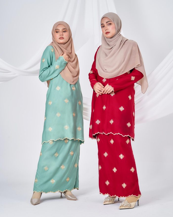 Baju Kurung Sulam Songket Tun Teja - Melati Thistle Grey - Image 8