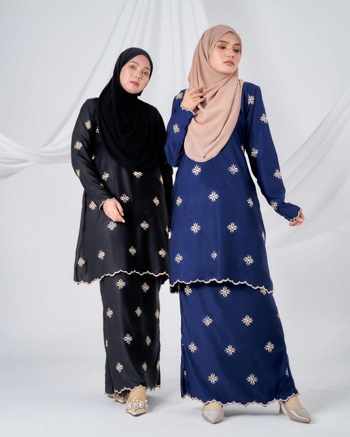 Baju Kurung Sulam Songket Tun Teja - Melati Royal Blue - Image 8