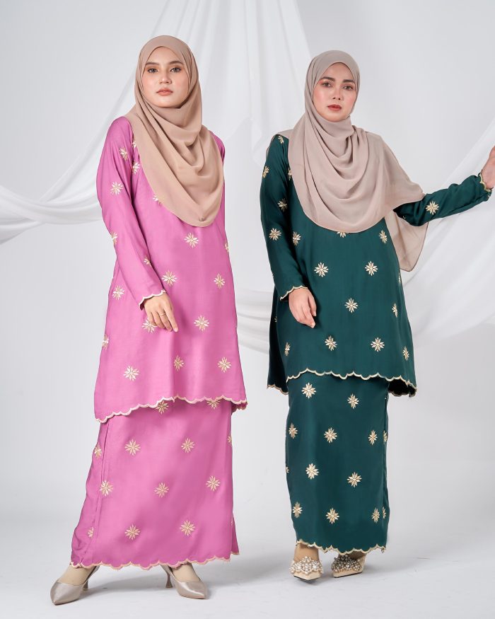 Baju Kurung Sulam Songket Tun Teja - Melati Thistle Grey - Image 9