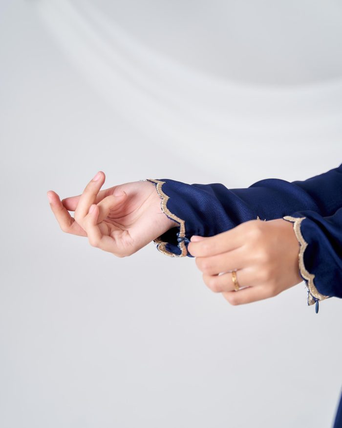 Baju Kurung Sulam Songket Tun Teja - Melati Navy Blue - Image 5