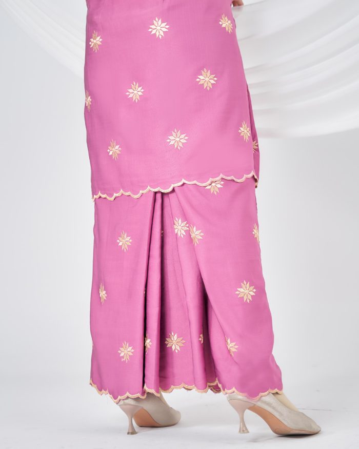 Baju Kurung Sulam Songket Tun Teja - Melati Rose Pink - Image 4