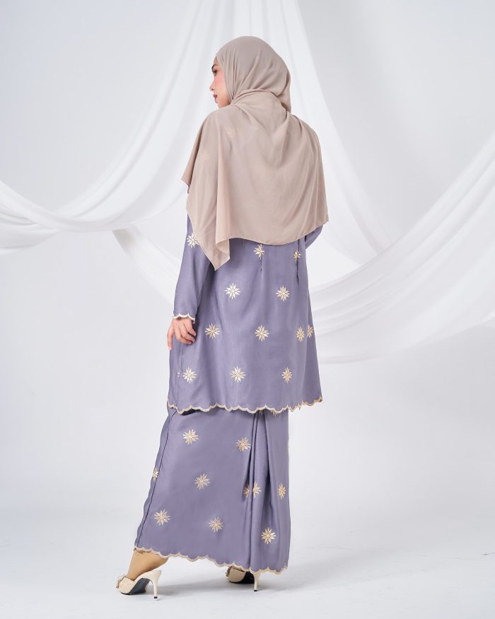 Baju Kurung Sulam Songket Tun Teja - Melati Thistle Grey - Image 4