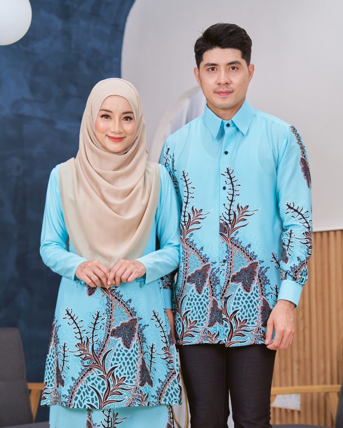 Baju Kurung Moden Batik Sultanah - Antartika Aqua Blue - Image 5