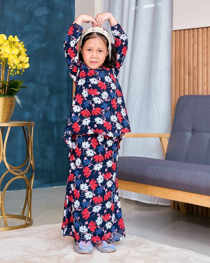 Baju Kurung Moden Chiffon Puffy Sandra Kids - Artic Ruby