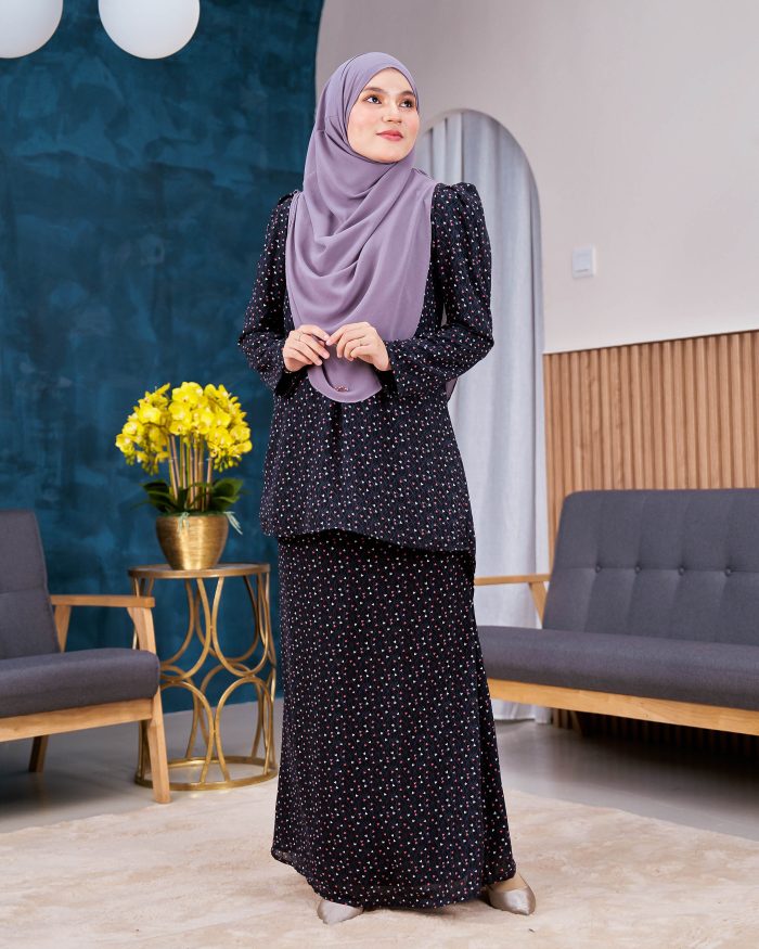 Baju Kurung Moden Chiffon Puffy Sandra - Mistic Black