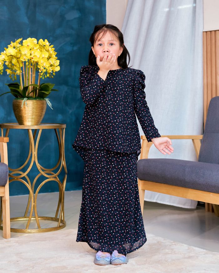 Baju Kurung Moden Chiffon Puffy Sandra Kids - Mistic Black - Image 3