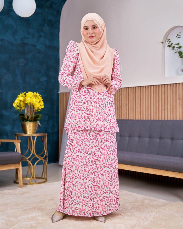 Baju Kurung Moden Chiffon Puffy Sandra - Snow Lace