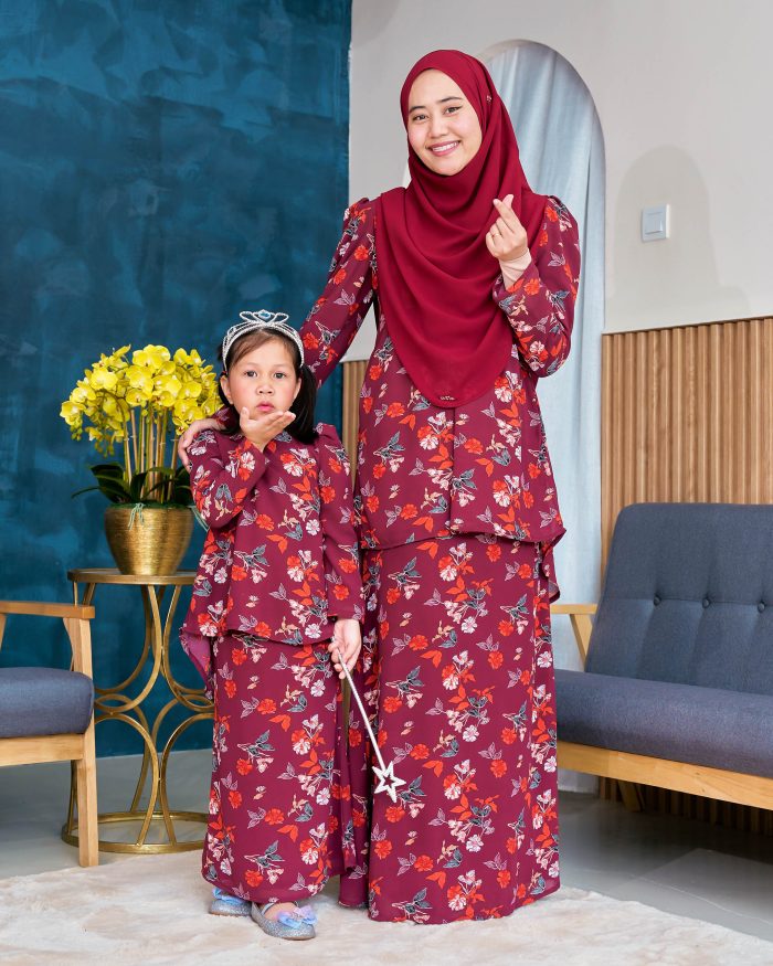 Baju Kurung Moden Chiffon Puffy Sandra - Sweet Raisin - Image 5