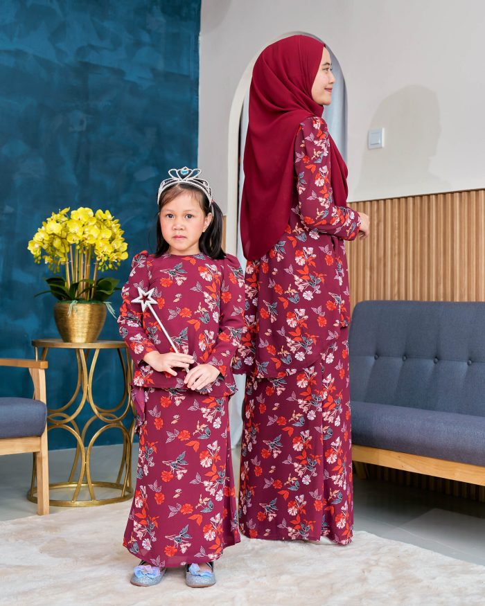 Baju Kurung Moden Chiffon Puffy Sandra - Sweet Raisin - Image 6