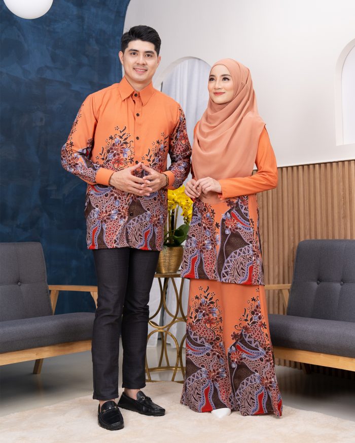 Baju Kurung Moden Batik Sultanah - Begonia Monarch Brick - Image 5