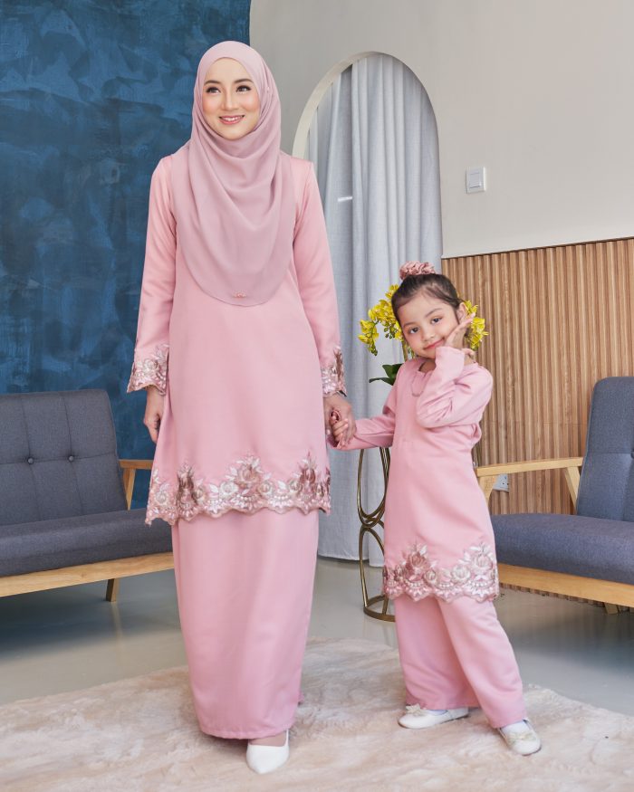 Baju Kurung Lace Safaira - Charm Pink - Image 5