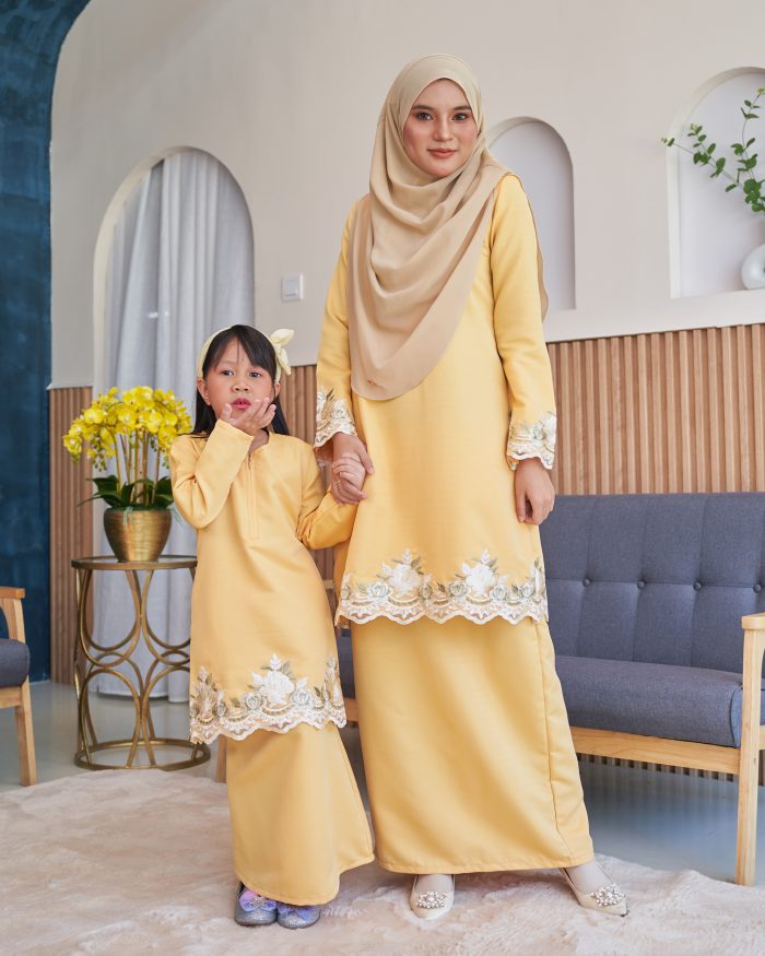 Baju Kurung Lace Safaira - Crayola Yellow - Image 6