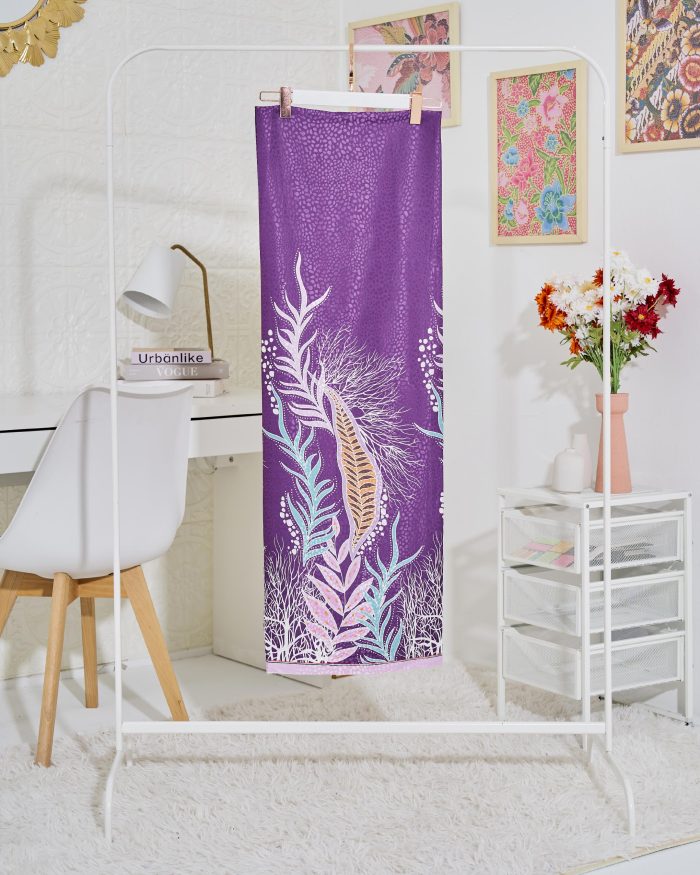 Kain Pasang Satin Silk Jacquard Sakti - Purple Unicorn