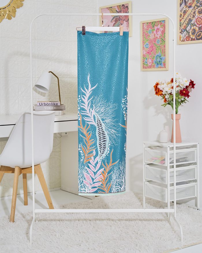 Kain Pasang Satin Silk Jacquard Sakti - Teal Tiffany